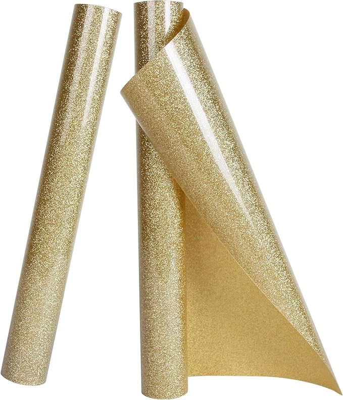 TORC Champagne Glitter HTV Heat Transfer Vinyl 2 Rolls Iron on Vinyl for T Shirts Crafts 12 inch x 5 ft