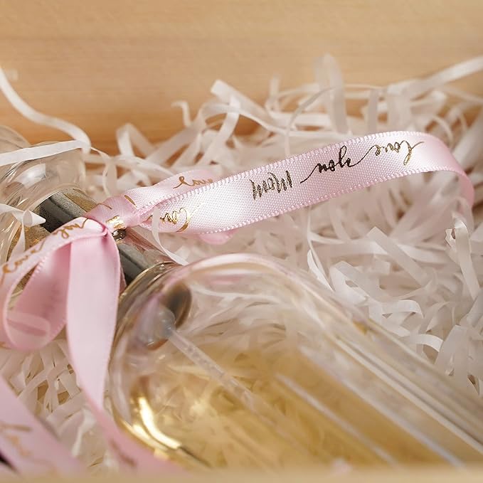MEEDEE Pink Ribbon for Gift Wrapping Thank You Just for You Ribbon Mothers Day Gift Box Double Face Satin Assortment Thin Pink Satin Fabric, 5 Rolls 10 Yards Each Total 50 Yards
