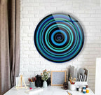 My Photostation.com 31.5''(80cm) Diameter Blue and Green Round Glass Wall Art Tempered Glass Printing Wall Decor Large Wall Art Wall Hangings