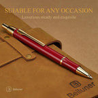 BEILUNER Luxury Gel Pen with 24K Gold Electroplating Finish, Red Piano Lacquer, Luxury Grade Craftsmanship, Best Gel Pen Gift Set for Men and Women