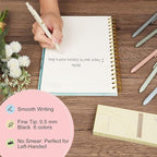 Ddaowanx Gel Pens, 6 Pcs 0.5mm Quick Dry Black Ink Pens Fine Point Smooth Writing Pens, Cute Office School Supplies Gifts for Women