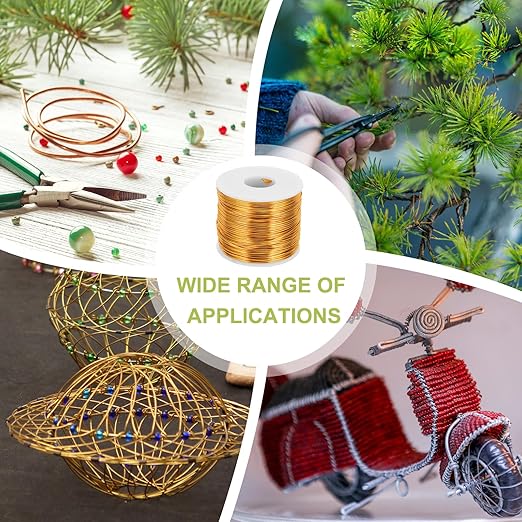 MECCANIXITY 18 Gauge Anodized Aluminum Craft Wire Bendable Bonsai Training Wire 492 Feet 1mm for Sculpting Crafts Wreath Floral Beading Jewelry Making, Yellow