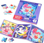 Magnetic Puzzles for Toddlers 1-3, Cartoon Mermaid Magnet 3 in 1 Jigsaw Puzzle, Kids Travel Puzzles Toys, Preschool Learning Toy for Kids 1-8 Year (Mermaid)