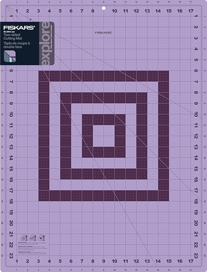 Fiskars Self Healing Cutting Mat with Grid for Sewing, Quilting, and Crafts - 18" x 24 Grid Lilac/Mountain Haze