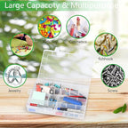 Large 24 Grids Plastic Organizer Box Adjustable Dividers,Clear Storage Box for Jewelry, Art DIY Crafts, Washi Tapes, Beads and Small Parts(2 Pack)