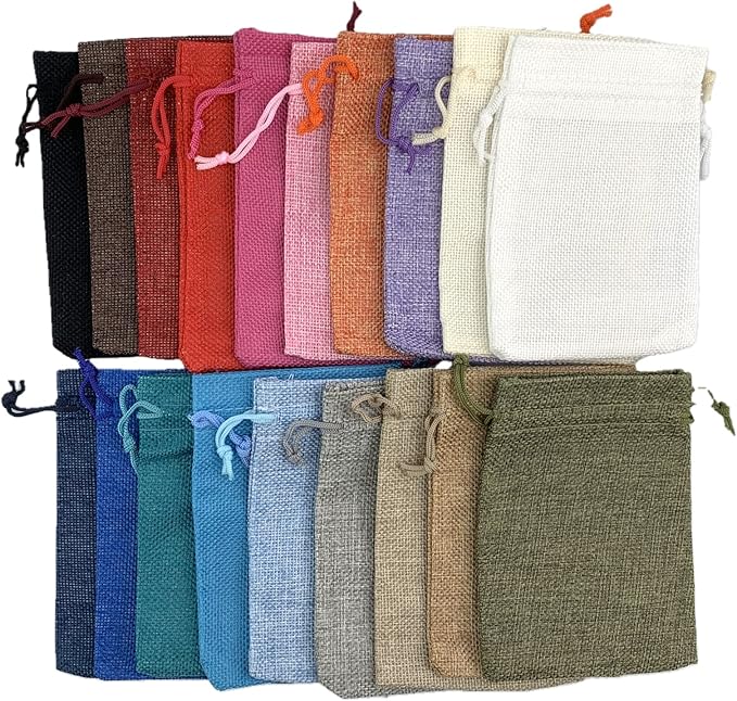 Palmhomee Pack of 20 Burlap Gift Bags with Drawstring Linen Jewelry Pouches Wedding Hessian Jute Bags for Birthday Jewelry and Treat Pouches Party Wedding Favors Gift Art and DIY Craft (3.6x4.8