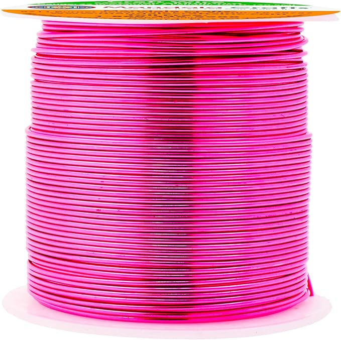 Mandala Crafts 22 Gauge Anodized Aluminum Craft Wire for Jewelry Making - 100 FT Colored Flexible Hot Pink Wire - Bendable for Bonsai Armature Crafting Sculpting