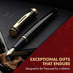 Wordsworth & Black Fountain Pen Set, Medium Nib, Includes 24 Ink Cartridges and Ink Refill Converter, Gift Case, Journaling, Calligraphy, Smooth Writing Pens [Hot Pink], Perfect for Men and Women