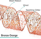 CT CRAFT LLC Sparkling Glitter Mesh Wired Ribbon 2.5" x 20 Yards Bronze Orange for Christmas Home Decor Bow Gift Wrapping DIY Crafts Wreath