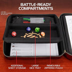 ENHANCE RPG Organizer Case - DnD Binder with Built-in Character Sheet Holder and Erasable Scribe Panel, Dice Rolling Area, Removable Pen Pouch, Miniature Foam Tray, Wrist Strap