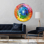 My Photostation.com 27.5''(70cm) Diameter Radiant Spiral Spectrum Round Glass Wall Art Tempered Glass Printing Wall Decor Large Wall Art Wall Hangings