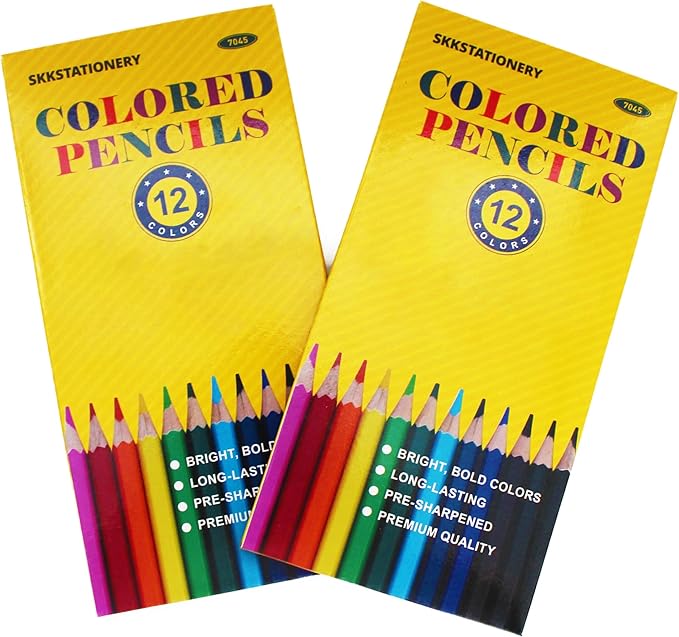 SKKSTATIONERY 144Pcs Colored Pencils, Pre-sharpened, coloring pencils for adults kids Bulk Back to School Supplies For Teachers 12 Colors, 12pcs/box, Total: 144Pcs.