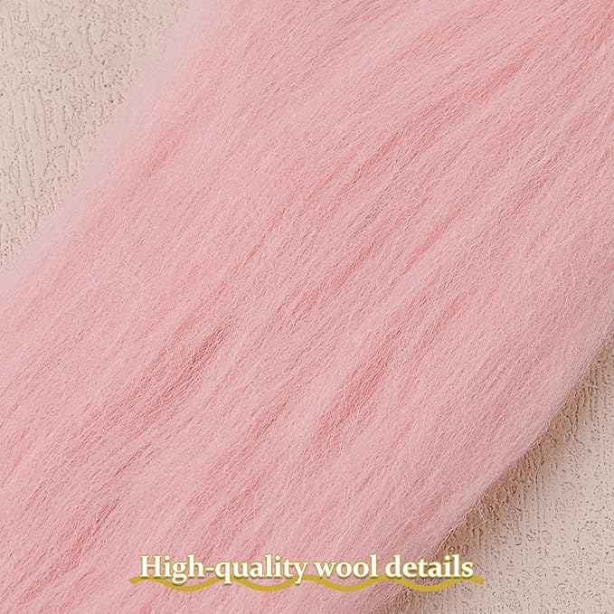 QMNNMA 14.1oz Wool Roving Yarn, Fiber Roving Wool Top, Felting Supplies, Chunky Yarn, Handmade Carded Core Wool for Wet Felting DIY Hand Spinning