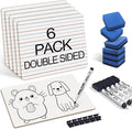 Dry Erase Boards 6 Pack, Double Sided Small Whiteboards with Lines for Kids, Students, Teacher & Classroom Pack, 9"x12" Mini Individual White Boards Lined for Writing Math English Practice