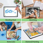 Phylosal Rechargeable A4 LED Light Pad for Diamond Painting, Ultra-Thin Magnetic Tracing Light Box for Drawing, Diamond Art Light Board with Side Button, Super Bright Light Table for Sketching (Black)
