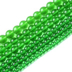 46pcs 8mm Smooth Green Crystal Glass Quartz Beads Round Loose Beads for Jewelry Making DIY Bracelet Necklace 15" Energy Healing Power Stone Beads(8mm, Green Crystal Glass)
