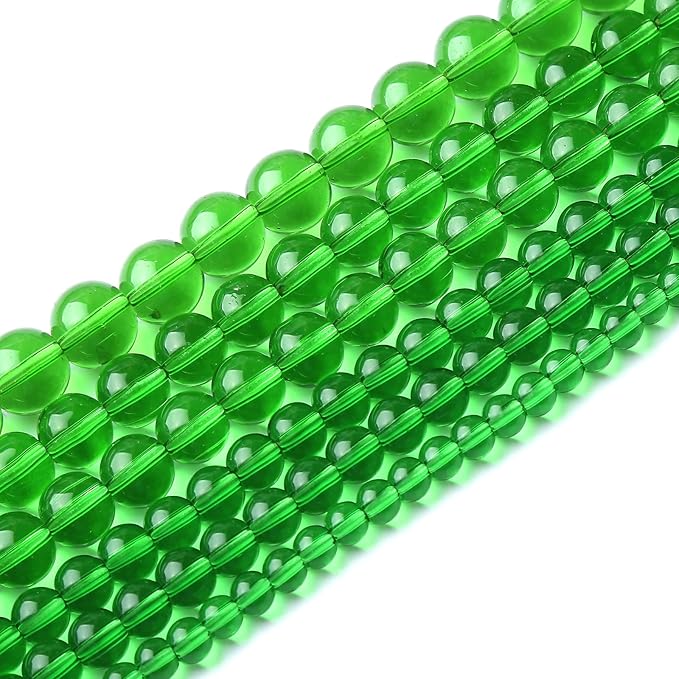 38pcs 10mm Smooth Green Crystal Glass Quartz Beads Round Loose Beads for Jewelry Making DIY Bracelet Necklace 15" Energy Healing Power Stone Beads (10mm, Green Crystal Glass)