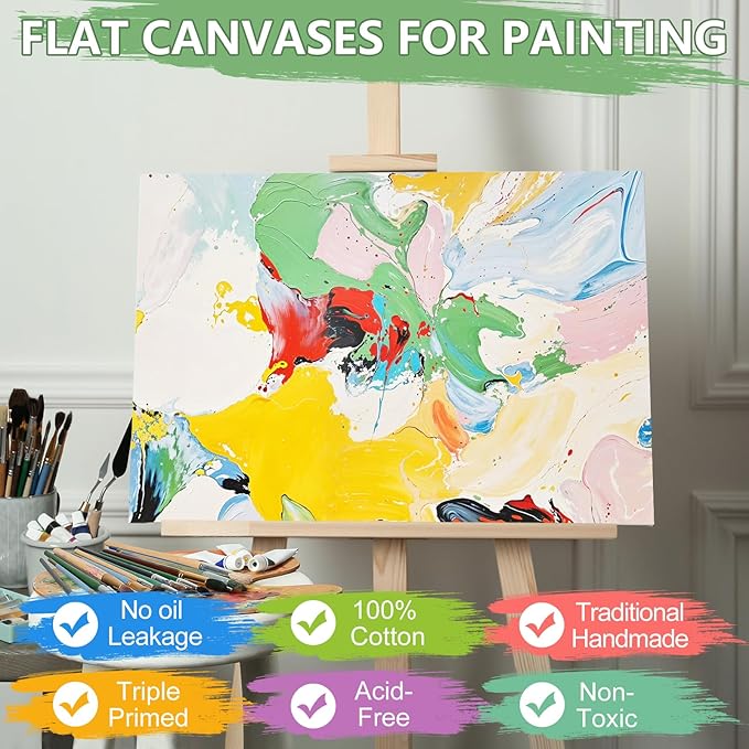 FUMILE Canvas Boards for Painting 8x10, 46 Pack Canvases Primed Acid Free Blank Canvas Panels for Classroom and Parties