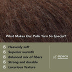 Pullu - Baby Alpaca Merino Wool Yarn Set of 3 Skeins (150 Grams) Worsted Weight - Sourced Directly from Peru - Heavenly Soft and Perfect for Knitting and Crocheting (Mocha)