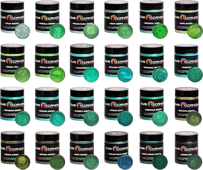 Eye Candy Pigments Premium Green Mica Powder - Kabosu (50gr) - for Epoxy, Resin, Soap, Paint, Woodworking, Acrylic Pouring, Bath Bombs, Fishing Lures - DIY Arts and Crafts Additive
