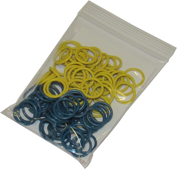 (100 Pack) Soft Stitch Ring Markers, Blue & Yellow (Medium Size for Needle Sizes 9-15, Includes 2 Colors, for Knitting/Crochet/etc)