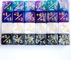 24Pieces Token Counter Dice| Galaxy Mix White Black D6 Dice Set for MTG CCG Board Game