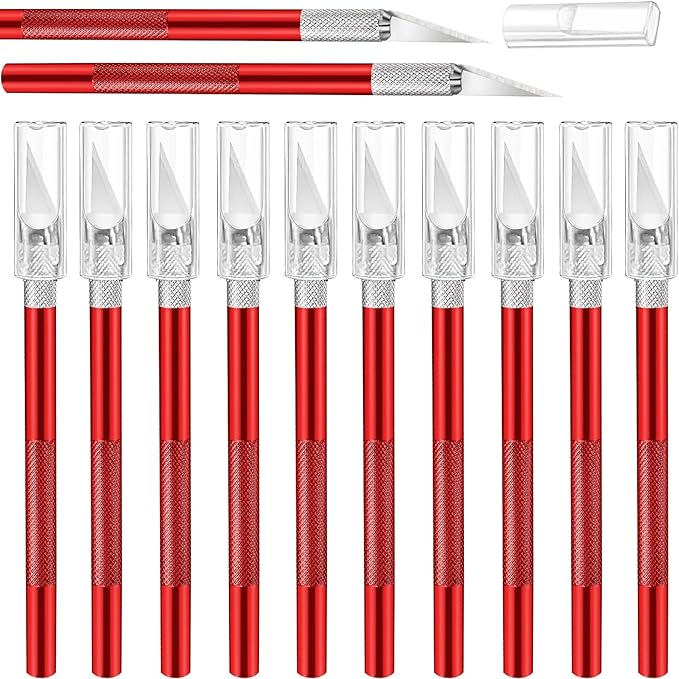 15 Pack Exacto Knife Set, Hobby Knife, Back to School Supplies Craft Knifes Kit for Art, Carving, DIY, Scrapbooking, Art, Cutting, Stencil(Red)