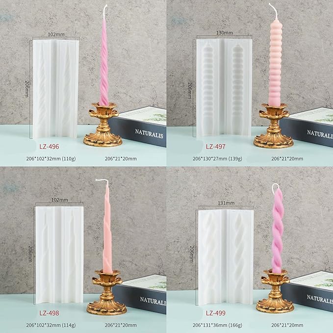 8-Piece Spiral Candle Molds - Cylinder, Pillar, Clay & Resin Casting Molds for Craft Supplies