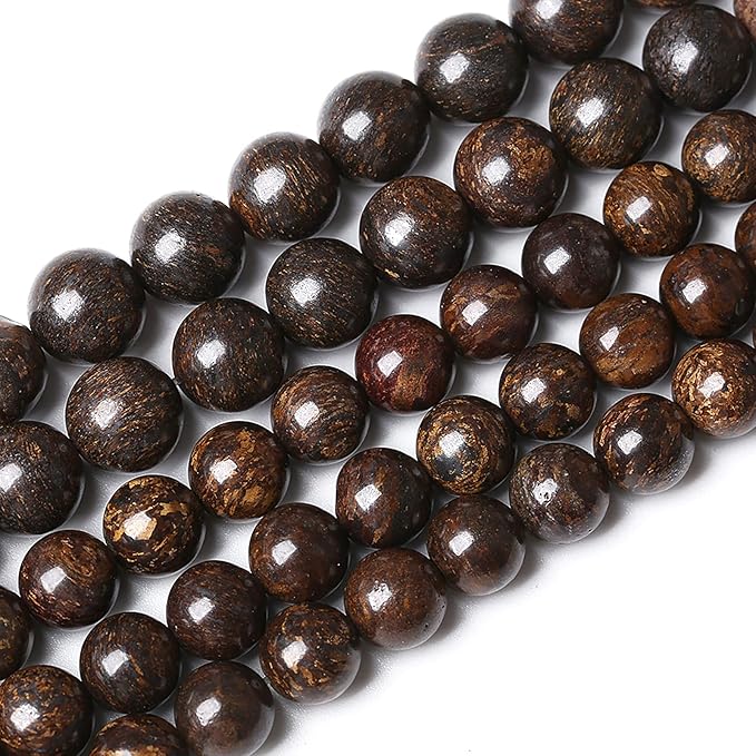 176pcs 4mm Natural Stone Beads Brown Bronzite Gemstone Round Loose Beads for Jewelry Making DIY Bracelet Necklace 32" 2 Strands