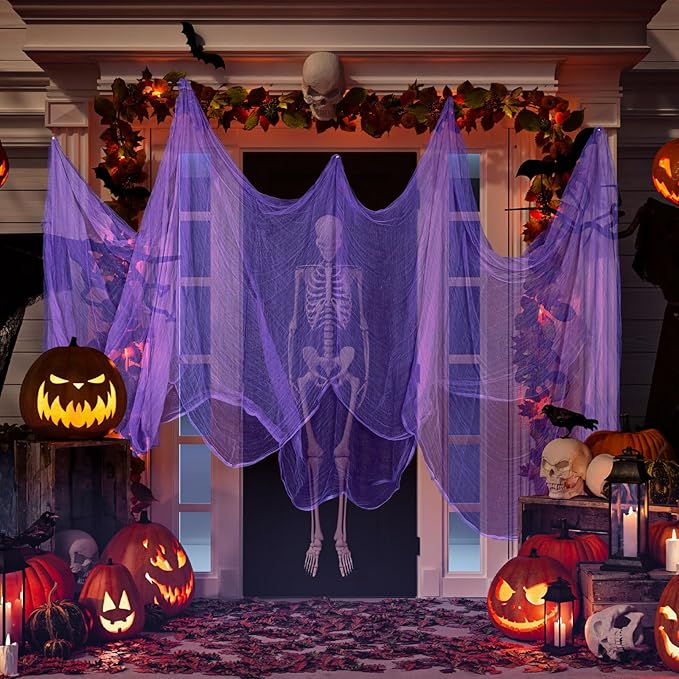 Boao Halloween Cheese Cloth 85 x 394 Inch Purple Cheesecloth Roll for Crafts Large Cotton Muslin Gauze Fabric for Halloween Outdoor & Indoor Spooky Decoration