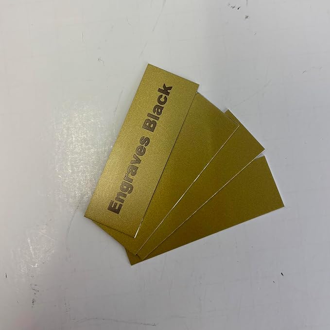 Blank Metal Plates for Laser Engraving - 4 Pack | Aluminum Sheets 0.020" Thick | CO2, Diode, Fiber Laser Compatible | Multiple Sizes & Colors (Gold (engraves black), 1x6.25 inch)