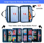 17-Pocket Board Game Organizer Carry Case - Storage & Travel Case for Games, Cards, Tokens, Dice Accessories.