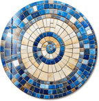 My Photostation.com 20''(50cm) Diameter Coastal Sunburst Beige & Blue Round Glass Wall Art Tempered Glass Printing Wall Decor Large Wall Art Wall Hangings