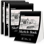 4 Pack Sketch Book, 8.5 x 11Inch Sketchbook, 68lb/100gsm Top Spiral Bound Sketch Pad, Acid Free Art Supplies Drawing Painting Sketching Paper for Teens Adults Artists (30 Sheets Each)