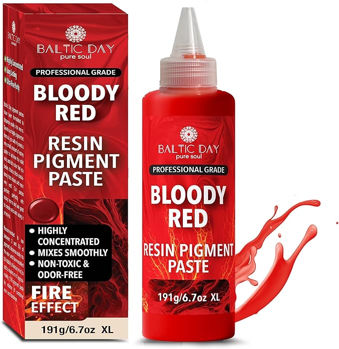 Bloody Red Epoxy Resin Pigment Paste XL (191g/6.7oz) – Opaque Epoxy Dye & High Concentration Coloring Paste, Mica Powder Alternative for Resin Art, Jewelry, Tumblers, River Tables & Crafts