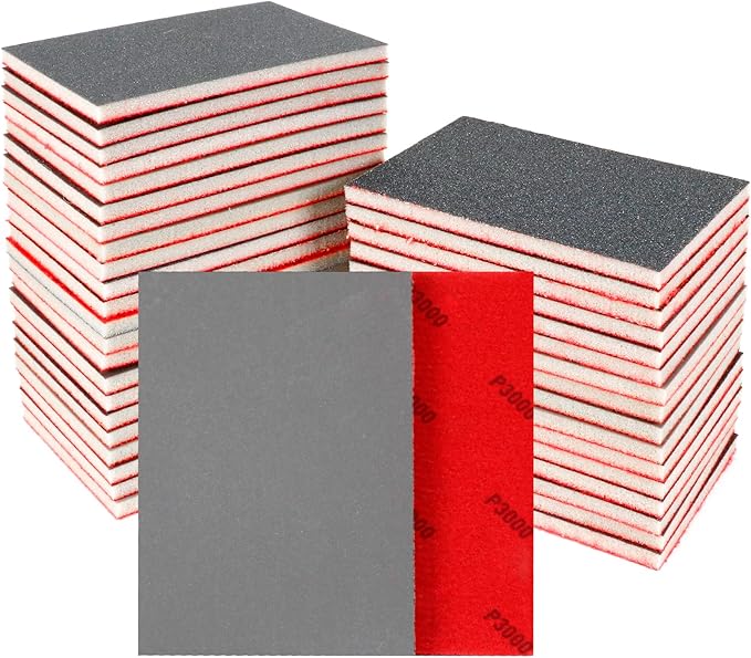 24 Pcs Sanding Sponge 3000 Grit, Washable & Reusable Sanding Blocks for Wood, Metal, Drywall, Glazing, Wet Dry Sandpaper for Smooth Finishing