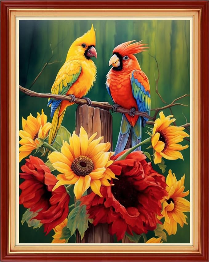 Foxdiviy Cross Stitch Kits - Colorful Birds 16x20 inch - 11CT Embroidery Patterns - Starter Kits for Beginners & Adults