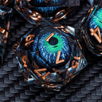 ARUOHHA DND Dragons Eye Dice Liquid Core Blue Green Resin Sharp Edged Dice Set with Gift Box, Compatible with D&D Role Playing Game, Dungeons Polyhedral D and D Dice D20 D12 D10 D8 D6 D4