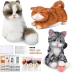 Mayboos Needle Felting Kit, 3 PCS Cat Animal Needle Felting Beginner Kits Wool Felt Needle Felting Tools with Instruction for DIY Craft Animal Home Decoration