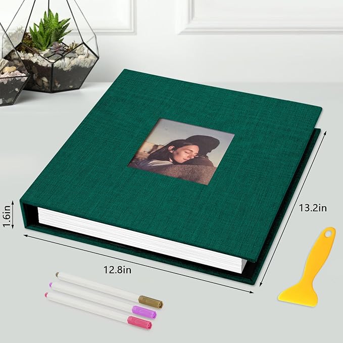 Zesthouse 18 In Photo Album Self Adhesive with Picture Display Window, 3-Ring Scrapbook Albums 60 Pages Holds 10x12 8x10 5x7 4x6 Photos, DIY Photo Book Ideal Gift for Family Wedding Baby