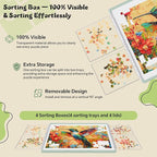 1000 Pieces Puzzle Board 3-in-1 Double-Sided & Rotating & Tilting, Plastic Puzzle Table with Sorting Boxes and PVC Cover, Portable Lazy Susan Jigsaw Puzzle Board for Adults, Gray Green