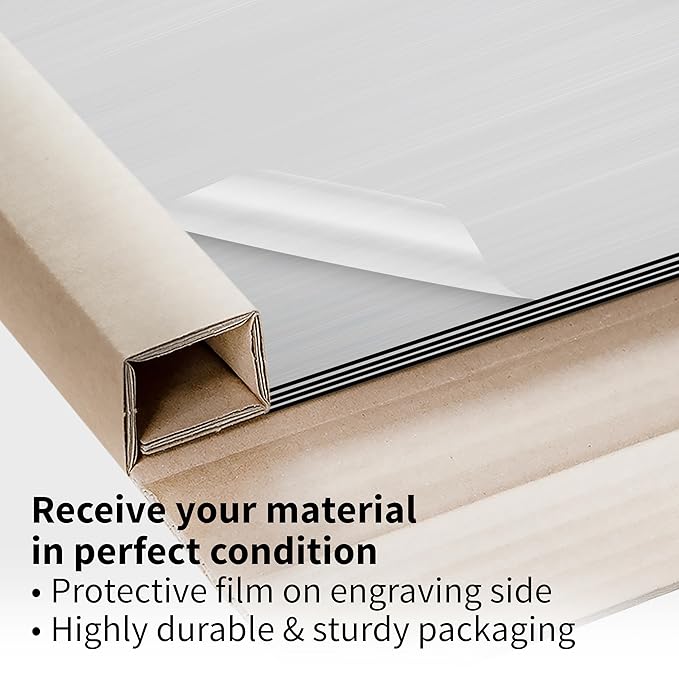 Trotec | Metallic Looking Acrylic Sheet | 12"x24"x1/16, 4 Pcs | Brushed Silver/Black | Metallic Finish - Scratch Resistant for Laser Engraving & Cutting,Printing,Glowforge,Name Plate | USA Made
