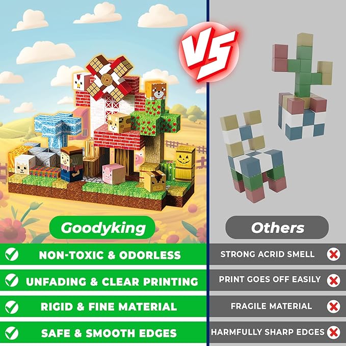 Goody King Magnetic Blocks | 120PCS Magnetic Building Blocks,Magnetic Farm Animal Homes,STEM Montessori Sensory Toys for Toddlers Kids Boys Girls Ages 3 4 5 6 7 8 9 10 Christmas Birthday Gifts