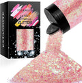 Iridescent Chunky Glitter 5.64oz/160g, Ultra Fine Glitter Powder Mixed Chunky PET Flakes Sequins for Resin Epoxy Craft Arts, Tumbler, Cosmetic Glitter for Body Nail Hair Eye Party Festival (Baby Pink)