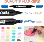 Super Markers 20 Unique Pastel Colors Dual Tip Fabric & T-Shirt Marker Set - Double-Ended Fabric Markers with Chisel Point and Fine Point Tips - 20 Permanent Ink Vibrant and Bold Colors