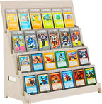 Wood Graded Card Display Stand for Collectors & Flippers - Sleek Tiered Trading Card Display Stand for Shows & Events - Stable On the Go Card Stand for Displaying Sports, TCG & Collectible Card Slabs (24 Cards)