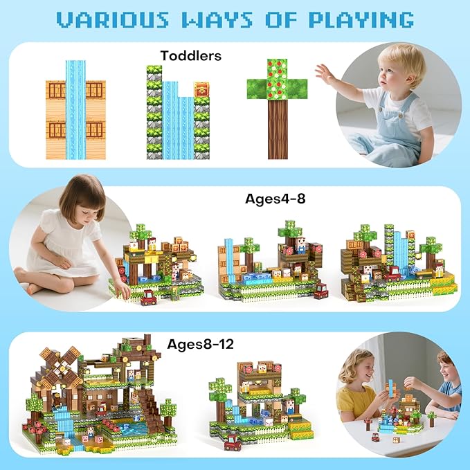 Magnetic Blocks, 150PCS 0.8" Magnetic Building Blocks, Magnet Cubes for Kids, STEM Sensory Toys for Toddlers Boys Girls Ages 3-12 Years Old Christmas Birthday Gifts