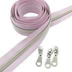 Leekayer #5 Metallic Nylon Coil Zippers by The Yard Bulk 10 Yards Light Gold Teeth Zipper Pink Tape with 25pcs Gold Sliders for DIY Sewing Tailor Craft Bag(Pink)