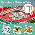 Giantex Folding Mahjong Table, 35" Square Card Table with Cup Holders, Removable Noise Reduction Mat, HDPE Tabletop, 4-Player Portable Domino Tables for Poker Blackjack Board Game (Green)