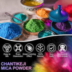 CHANGTIKEJI Mica Powder - 144 Colors - 10g/Bottle of Natural Pigment for Epoxy Resin，Eye Shadow,Car Freshies,Soap Making,Nail Polish,Candle Making,Bath Bombs